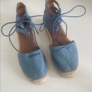 Aquazzura Denim Lace-Up Espadrilles Sz 38
